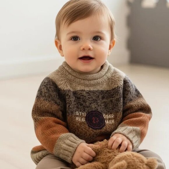 B.U.M. Equipment Colourblock Raglan Knitted Sweater 12 Months - Picture 1 of 8